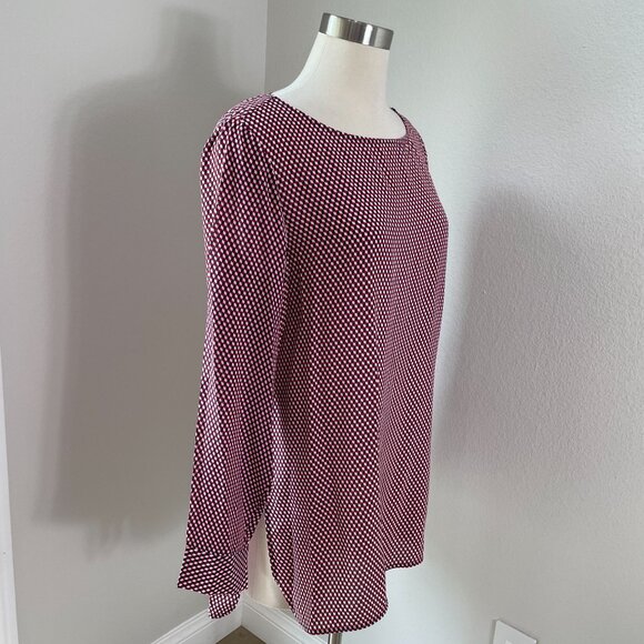 Theory Womens Large Geometric 100% Silk Long Sleeve Tunic Top Shirt - Picture 2 of 10